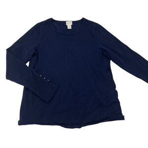Chicos Womens Navy Long Sleeve Top Size 0 XS Rayon/Polyester Blend